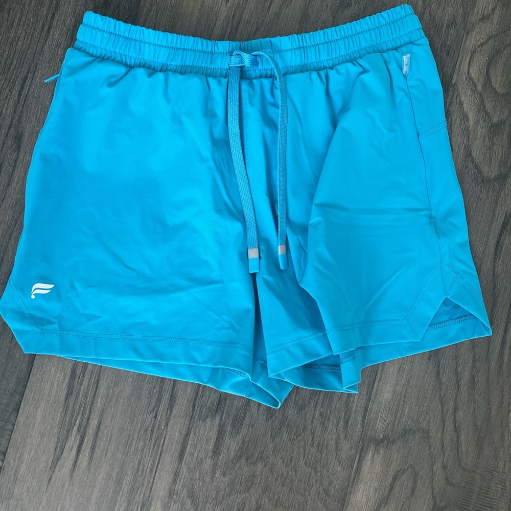 blue fabletics athletic shorts